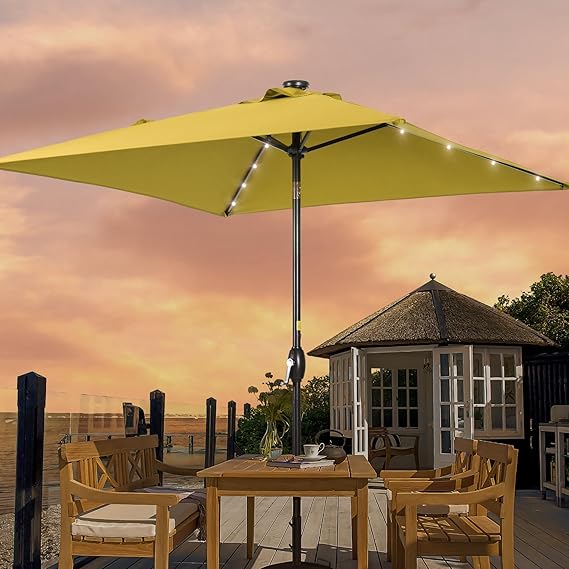 6.5X6.5ft Rectangular Umbrella outdoor patio with Tilt and Crank for Garden