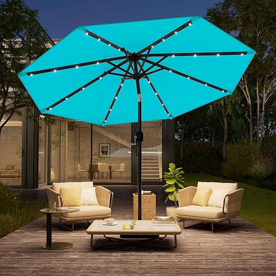 10FT patio umbrella with solar lights