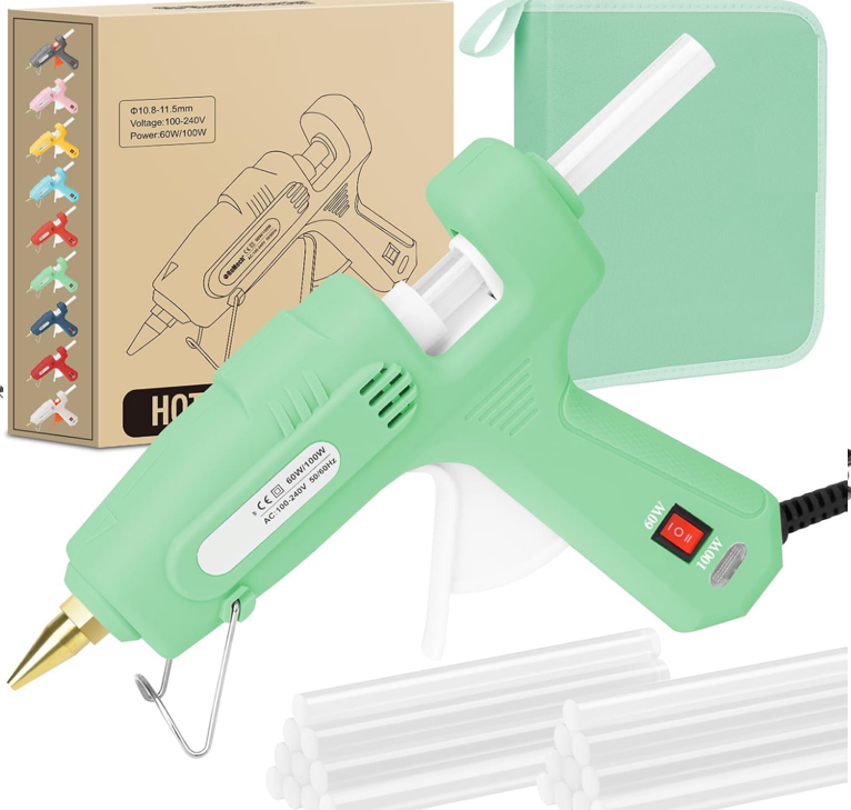 60/100W Dual Temp Hot Glue Gun and Sticks Set, Full Size with Case