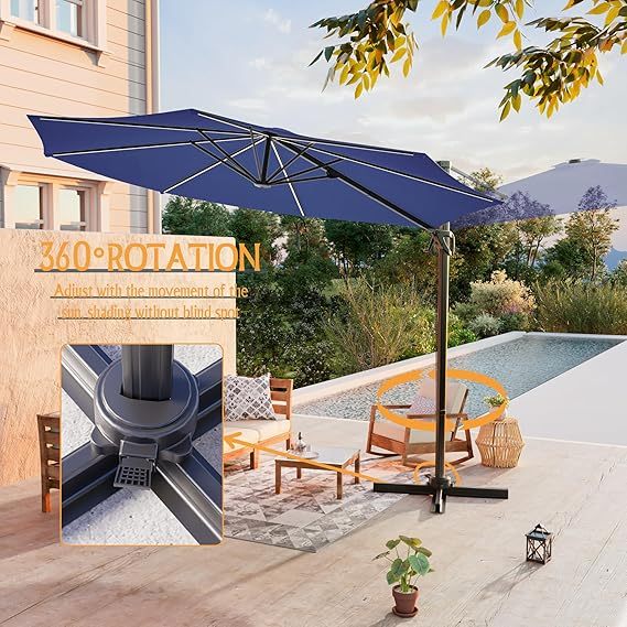 10x8ft LED Rectangle Cantilever Umbrella For Your Outdoor Space