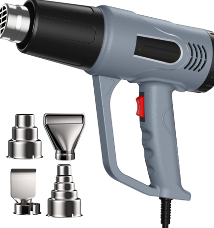 Heat Gun，572℉& 1112℉ Dual Temperature Control Heat gun', Overload Protection with 4 Nozzles for Crafting, hot air gun，Shrink Wrapping, Phone Repair, Epoxy Resin