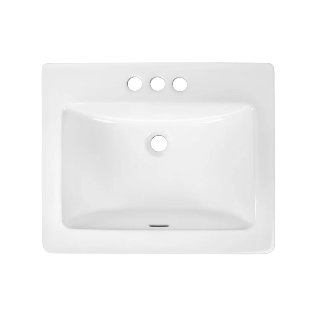 Rectangular White Drop-in Bathroom Sink With Overflow Hole