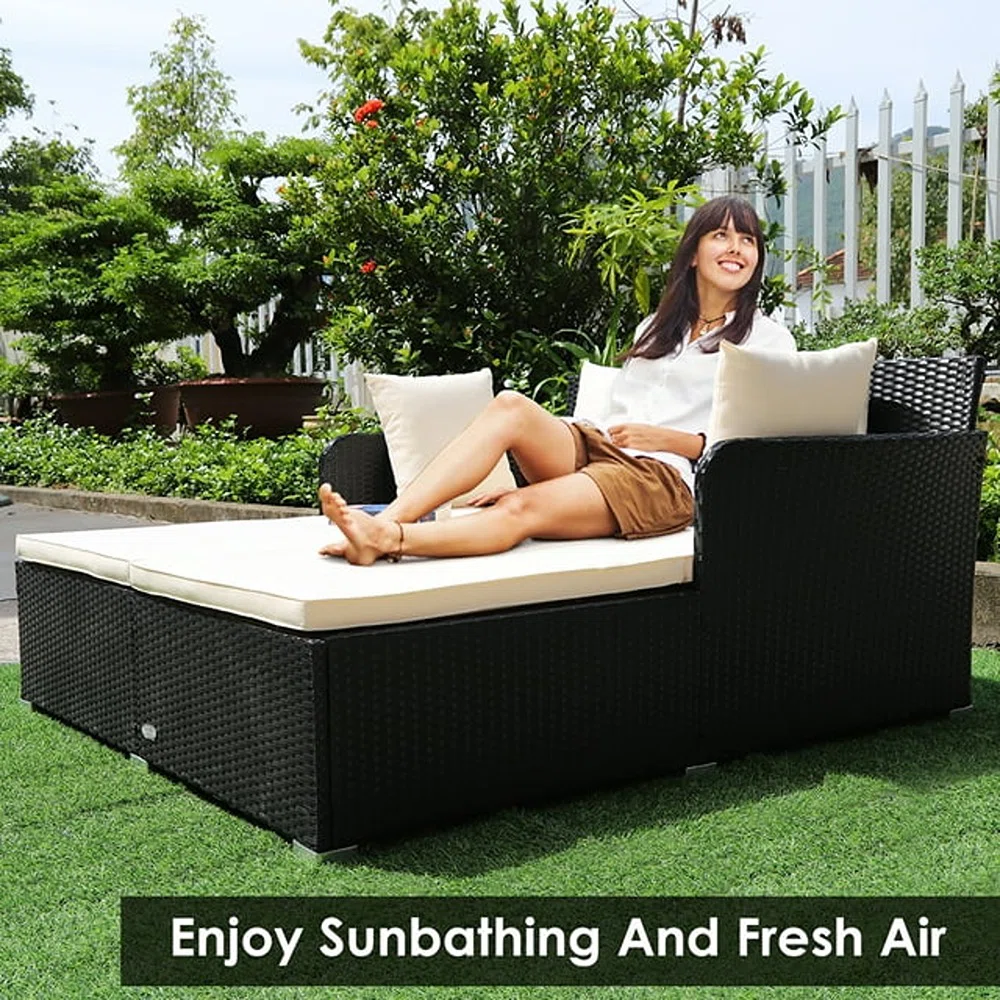 52'' Wide Straight Wicker Patio Daybed with Cushions