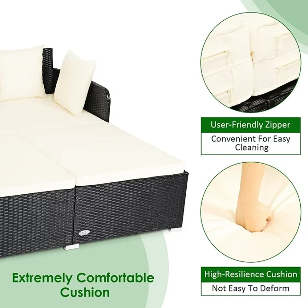 52'' Wide Straight Wicker Patio Daybed with Cushions