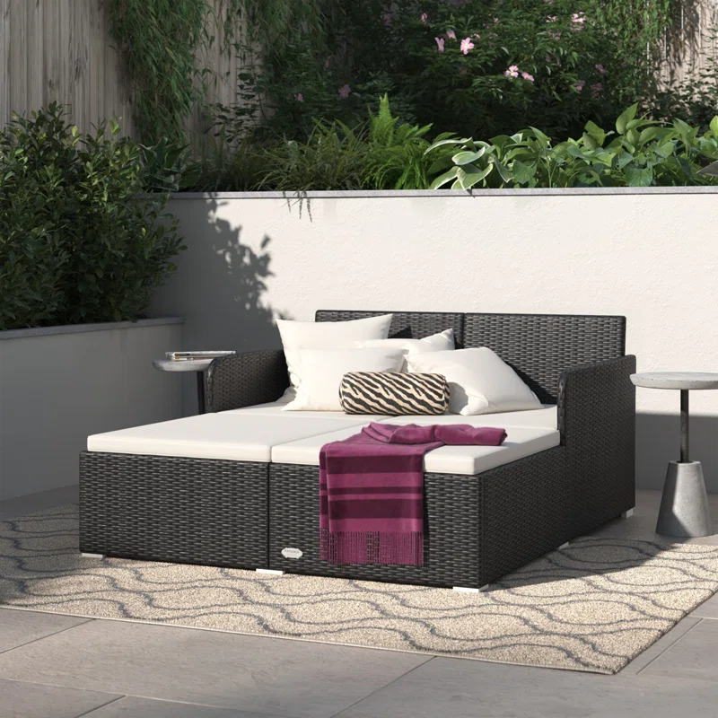 52'' Wide Straight Wicker Patio Daybed with Cushions