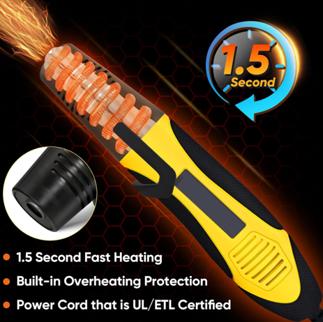 350W Heat Gun with 2 Nozzles, Dual Temp Heat Gun 400°F-660°F, Fast Heat Hot Air Gun with Overload Protection for DIY Craft Embossing Shrink Wrapping (Yellow)