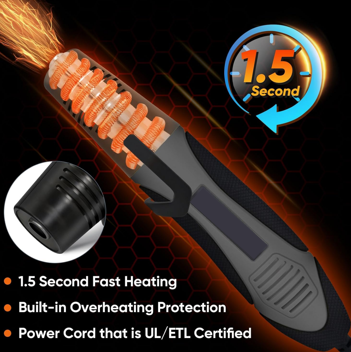 350W Heat Gun with 2 Nozzles, Dual Temp Heat Gun 400°F-660°F, Fast Heat Hot Air Gun with Overload Protection for DIY Craft Embossing Shrink Wrapping (Grey)