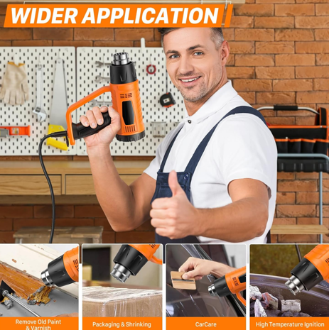 Heat Gun 1800W with 1112℉&752℉ 2 Temperature Settings for Crafting