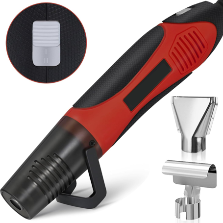 350W Heat Gun with 2 Nozzles, Dual Temp Heat Gun 400°F-660°F, Fast Heat Hot Air Gun with Overload Protection for DIY Craft Embossing Shrink Wrapping (Red)