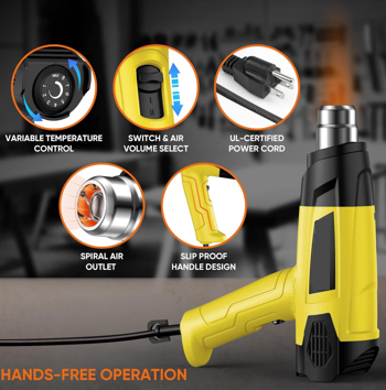 Heavy Duty Fast Heating Heat Gun + 20W Mini Hot Glue Gun with 30 Glue Sticks Set