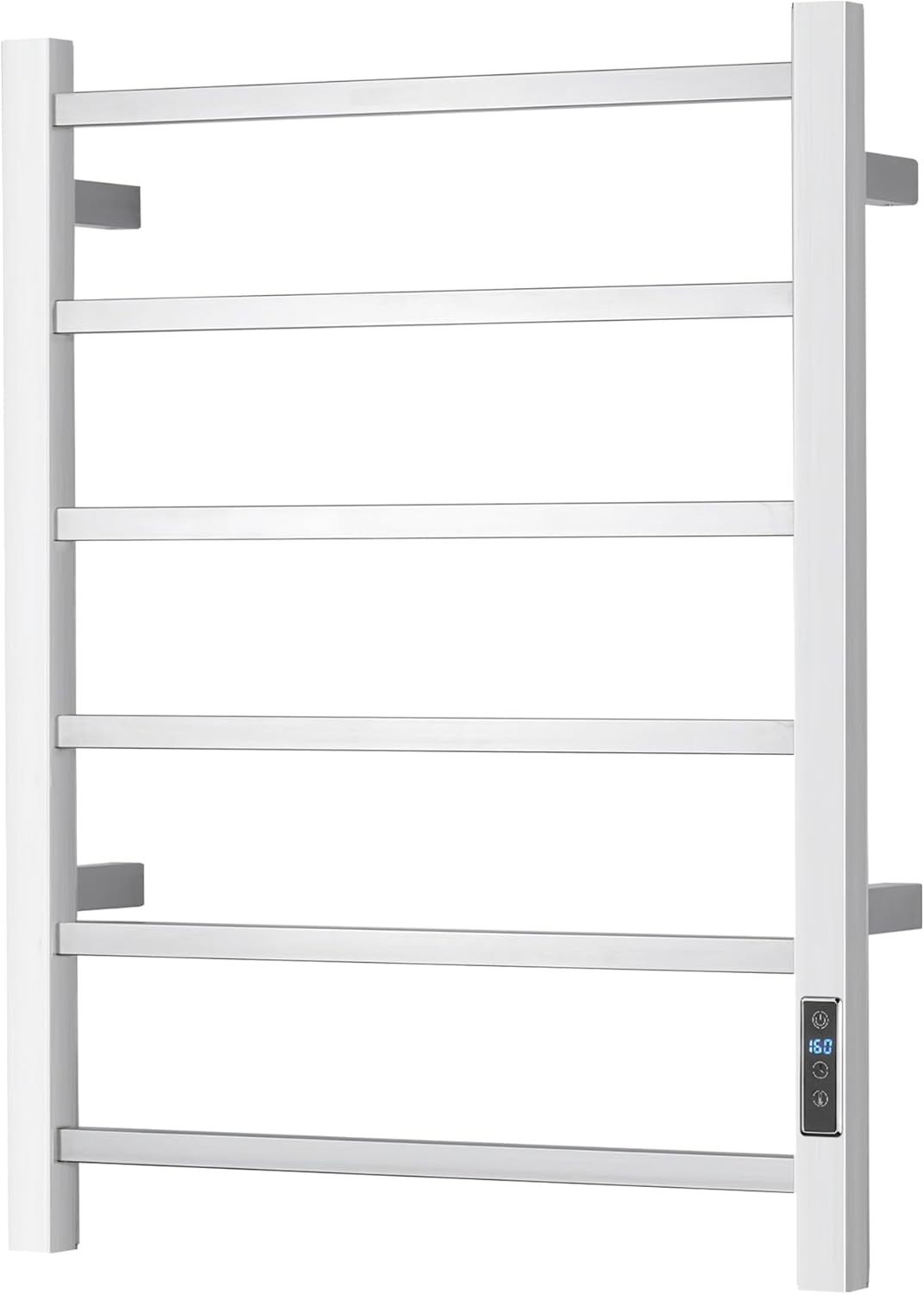 Electric Towel Warmer with Built-in Timer - Wall Mounted Heated Towel Rack Bathroom, Plug-in Design & Brushed Stainless Steel