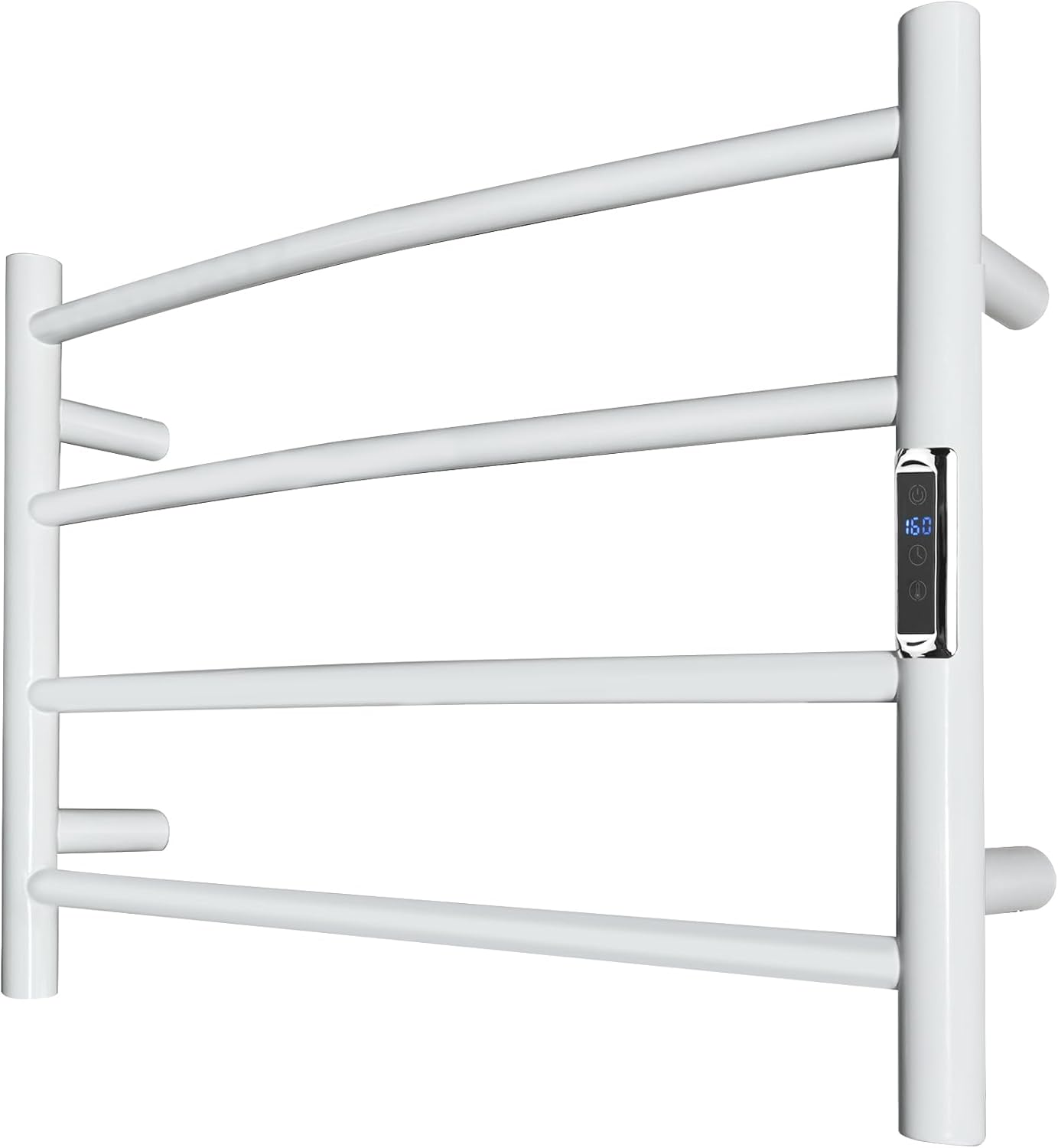 Towel Warmer with Built-in Timer Bathroom Wall Mounted Bath Towel Heater Plug-in Electric Heated Towel Rack Stainless Steel Curved Round Oil Rubbed Drying Rack