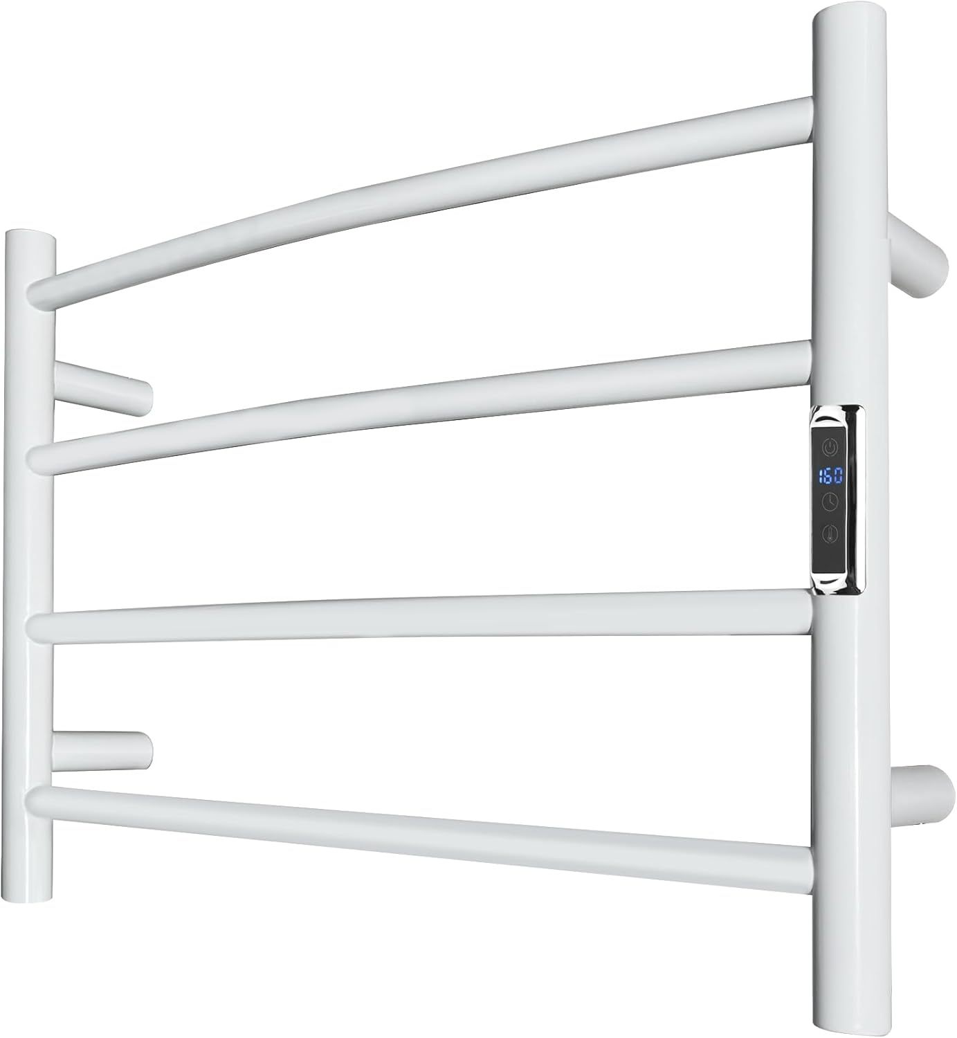 Towel Warmer with Built-in Timer Bathroom Wall Mounted Bath Towel Heater Plug-in Electric Heated Towel Rack Stainless Steel Curved Round Oil Rubbed Drying Rack