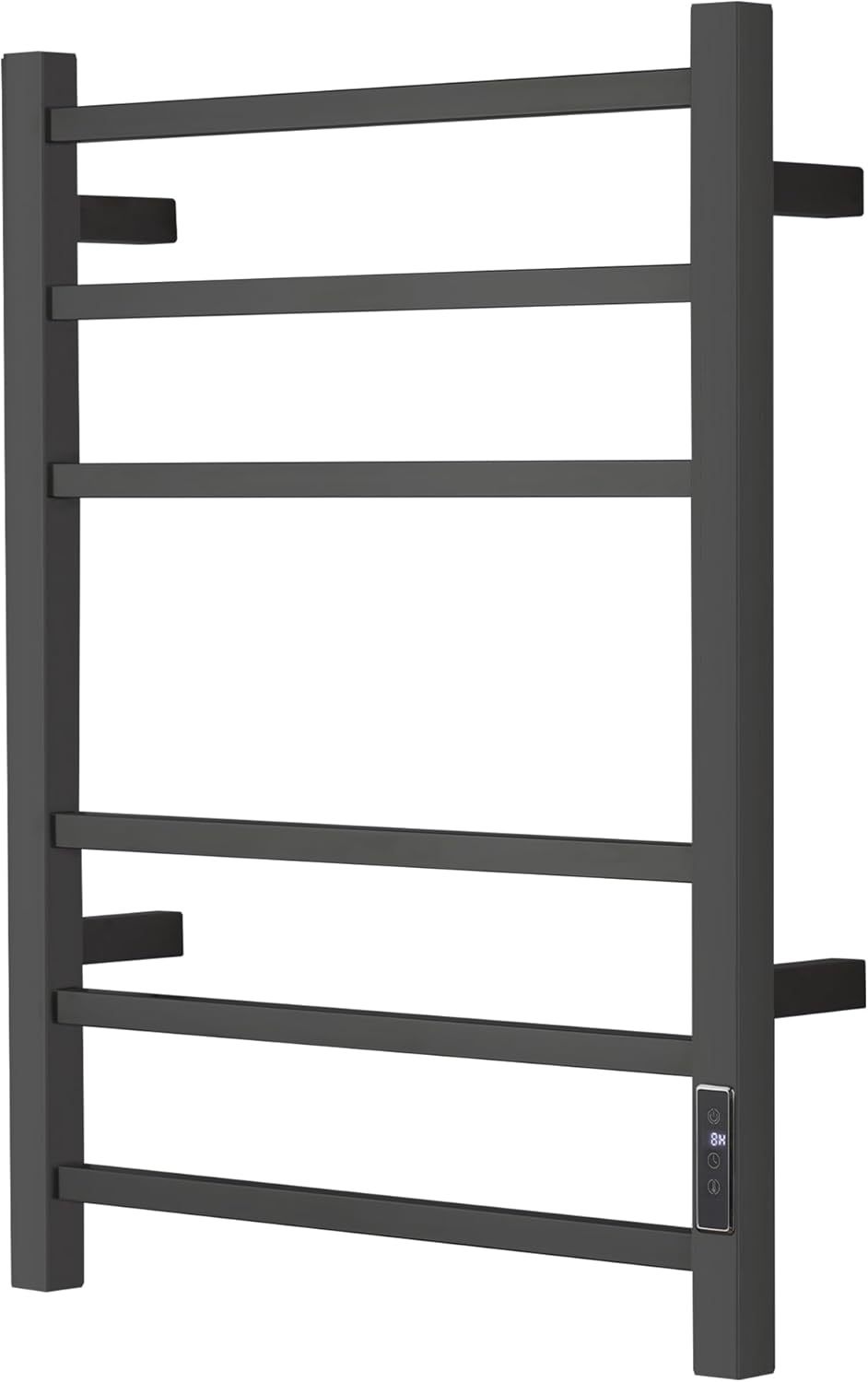 Electric Towel Warmer with Built-in Timer - Wall Mounted Bathroom Heated Towel Rack, Plug-in Design & Brushed Stainless Steel Finish Black