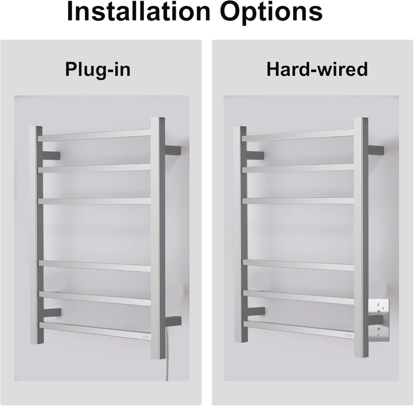 Electric Towel Warmer,Drying Towel Rack Heated Towel Rack,Wall Mounted Towel Warmer Rack,6 Bars