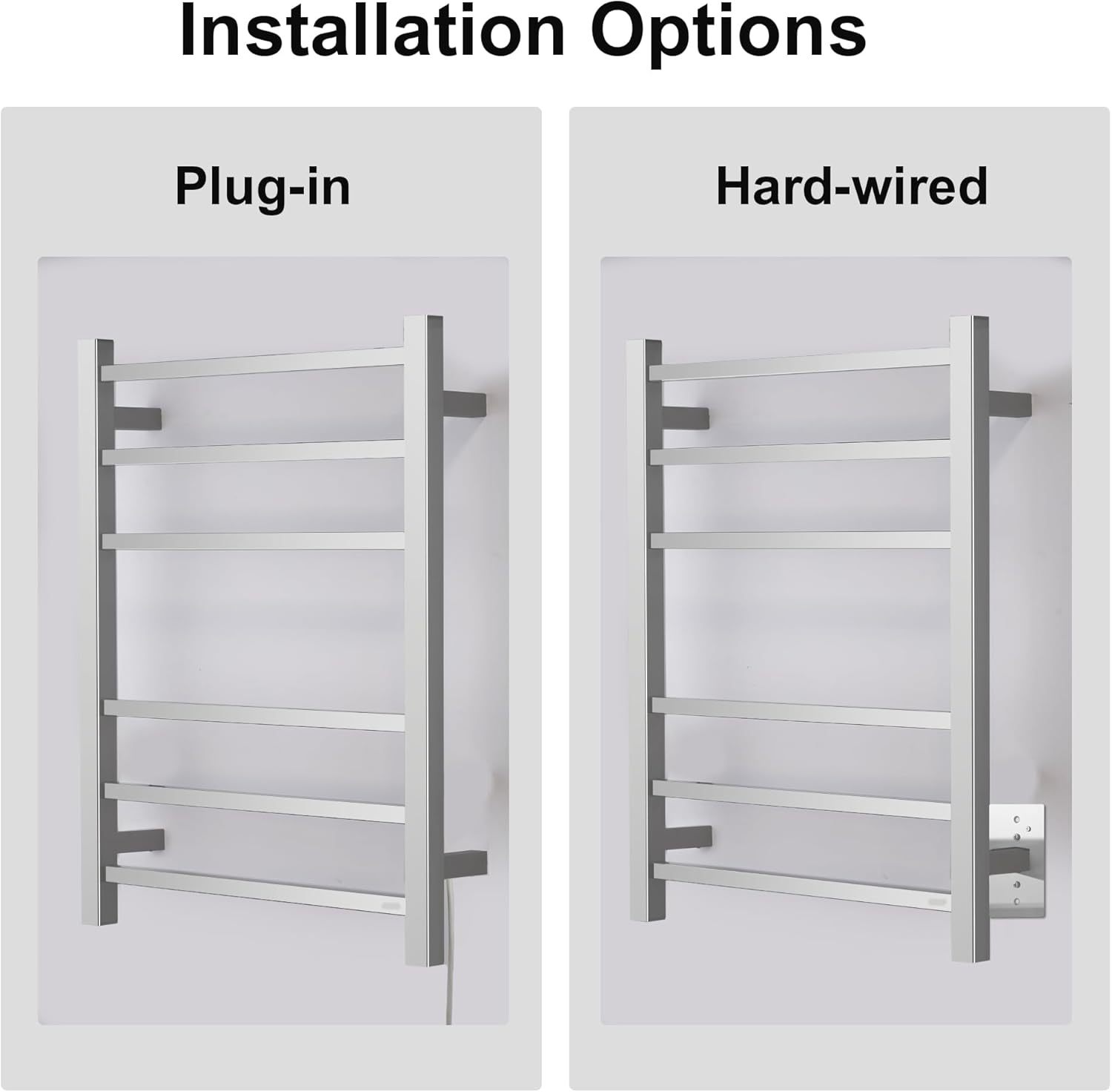 Electric Towel Warmer,Drying Towel Rack Heated Towel Rack,Wall Mounted Towel Warmer Rack,6 Bars