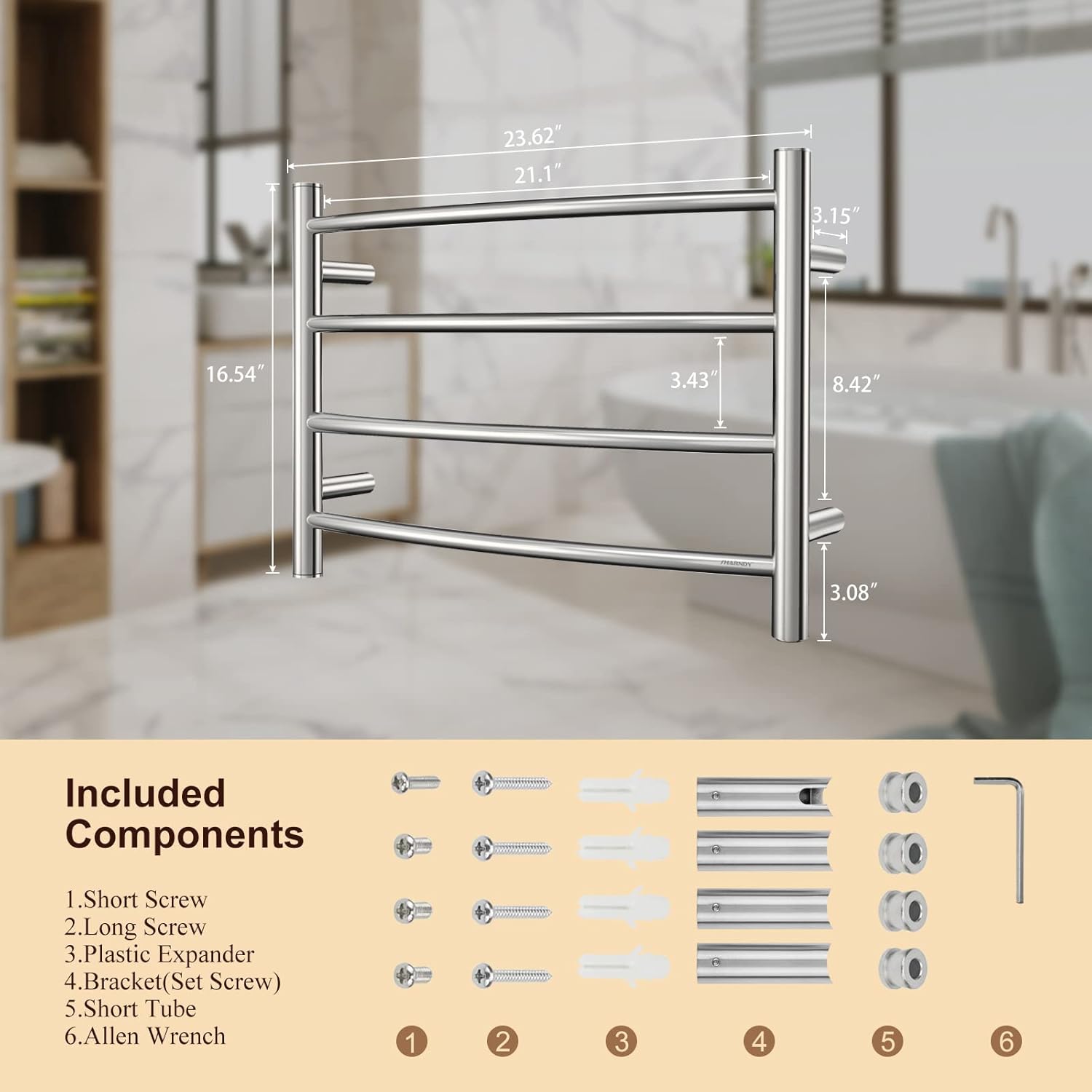 Towel Warmer Polished Chrome for Bathroom Wall Mounted Bath Towel Heater Plug-in
