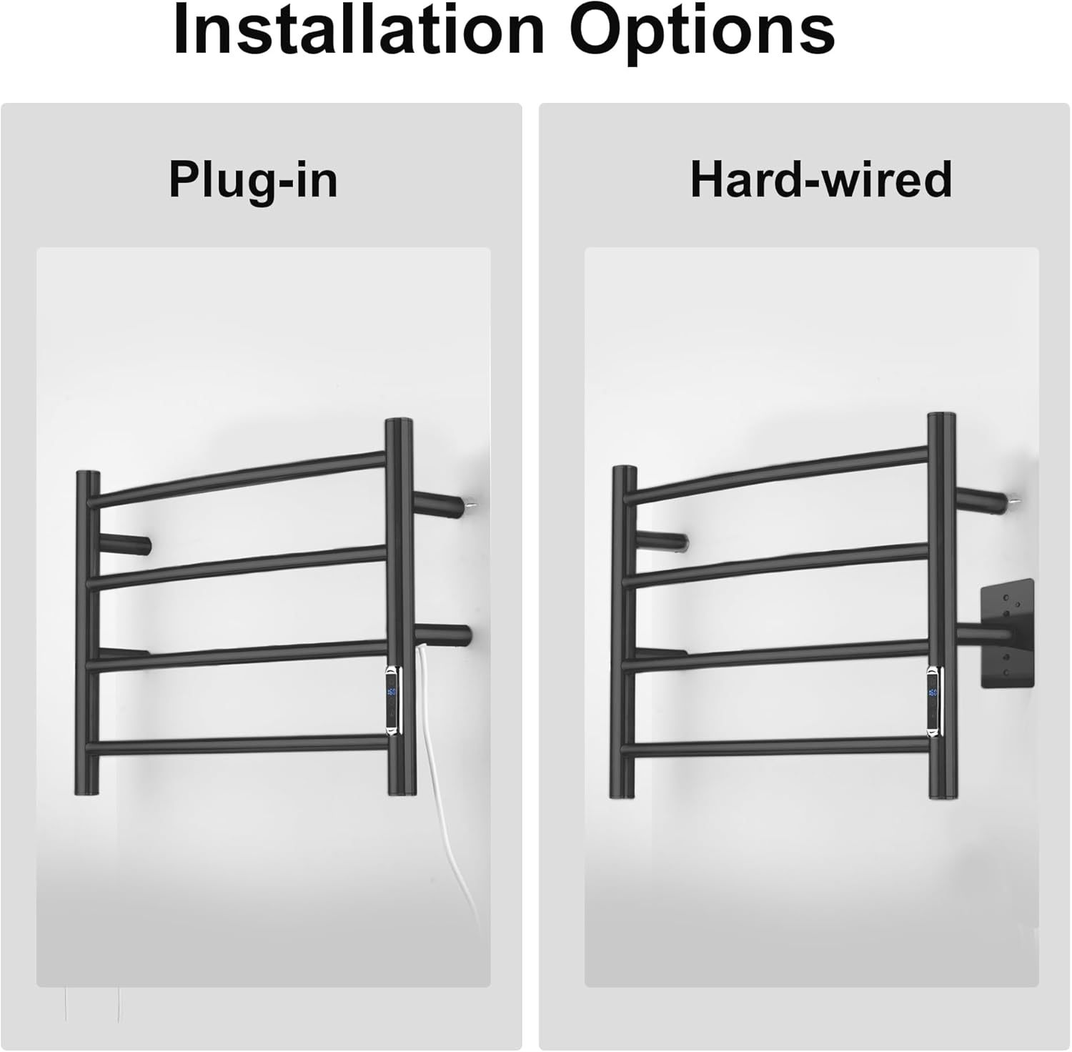 Electric Towel Warmer with Built-in Timer - Wall Mounted Bathroom Heated Towel Rack
