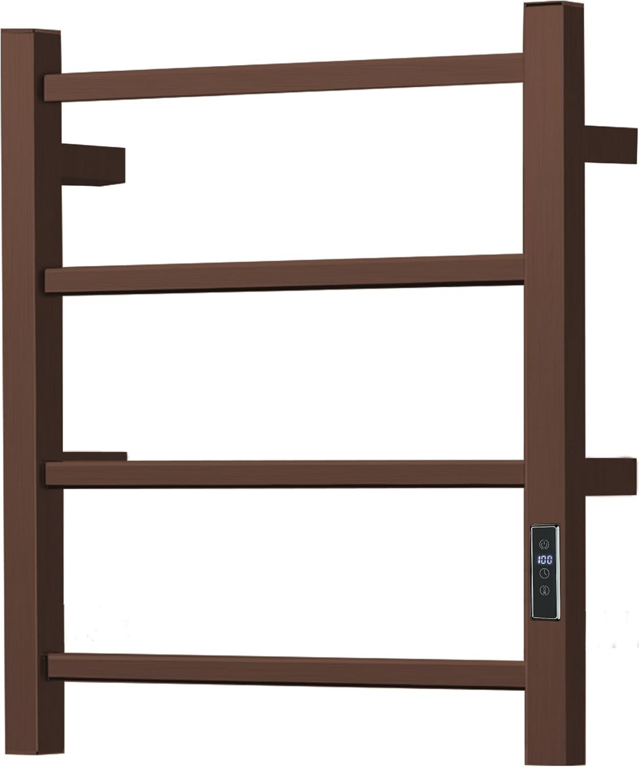 Towel Warmer with Built-in Timer Bathroom Wall Mounted Bath Towel Heater Plug-in Electric Heated Towel Rack