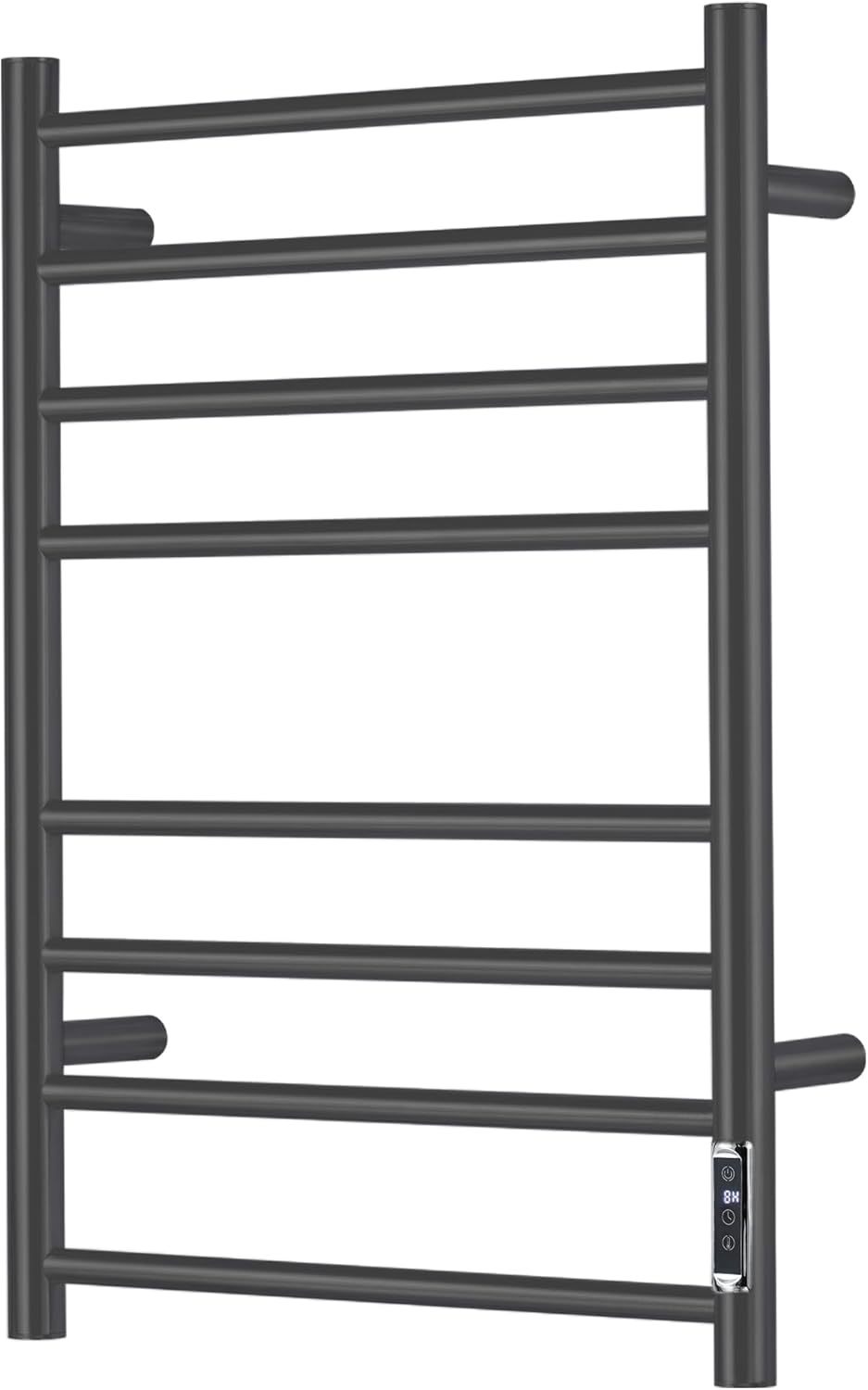 Electric Towel Warmer with Built-in Timer - Wall Mounted Bathroom Heated Towel Rack