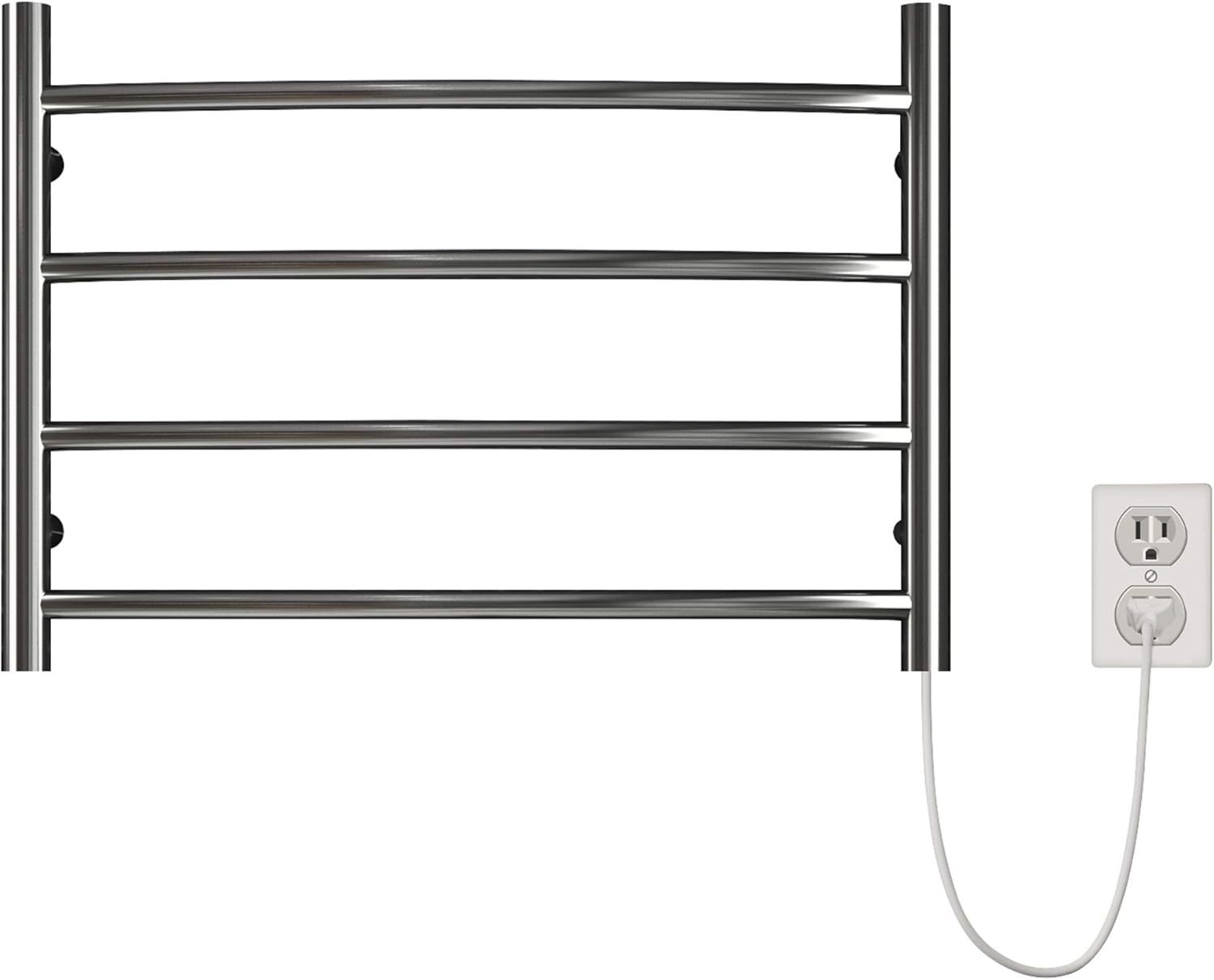 Towel Warmer Polished Chrome for Bathroom Wall Mounted Bath Towel Heater Plug-in