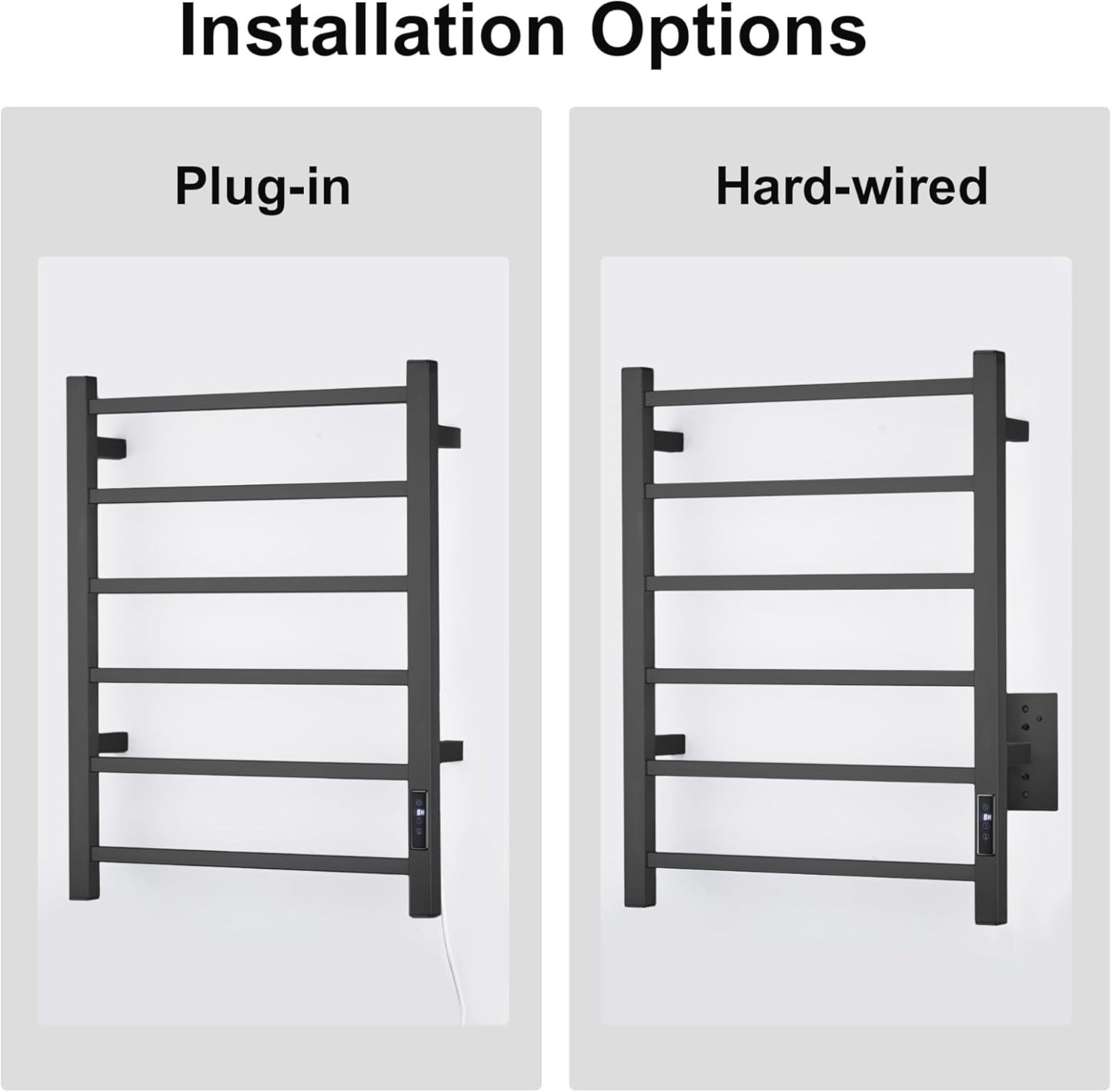 Towel Warmer with Built-in Timer for Bathroom Wall Mounted Bath Towel Heater Plug-in Electric Heated Towel Rack