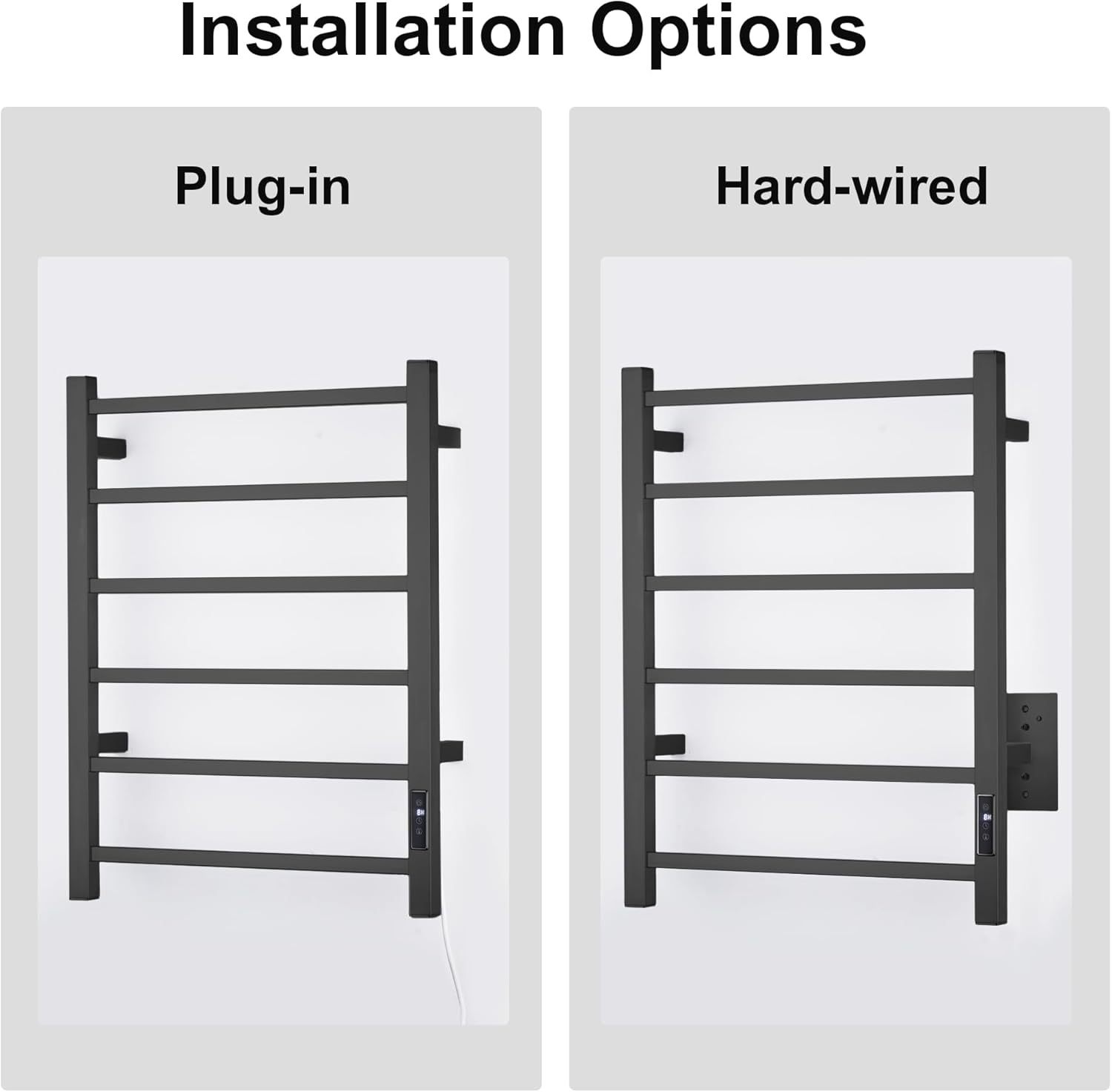 Towel Warmer with Built-in Timer for Bathroom Wall Mounted Bath Towel Heater Plug-in Electric Heated Towel Rack