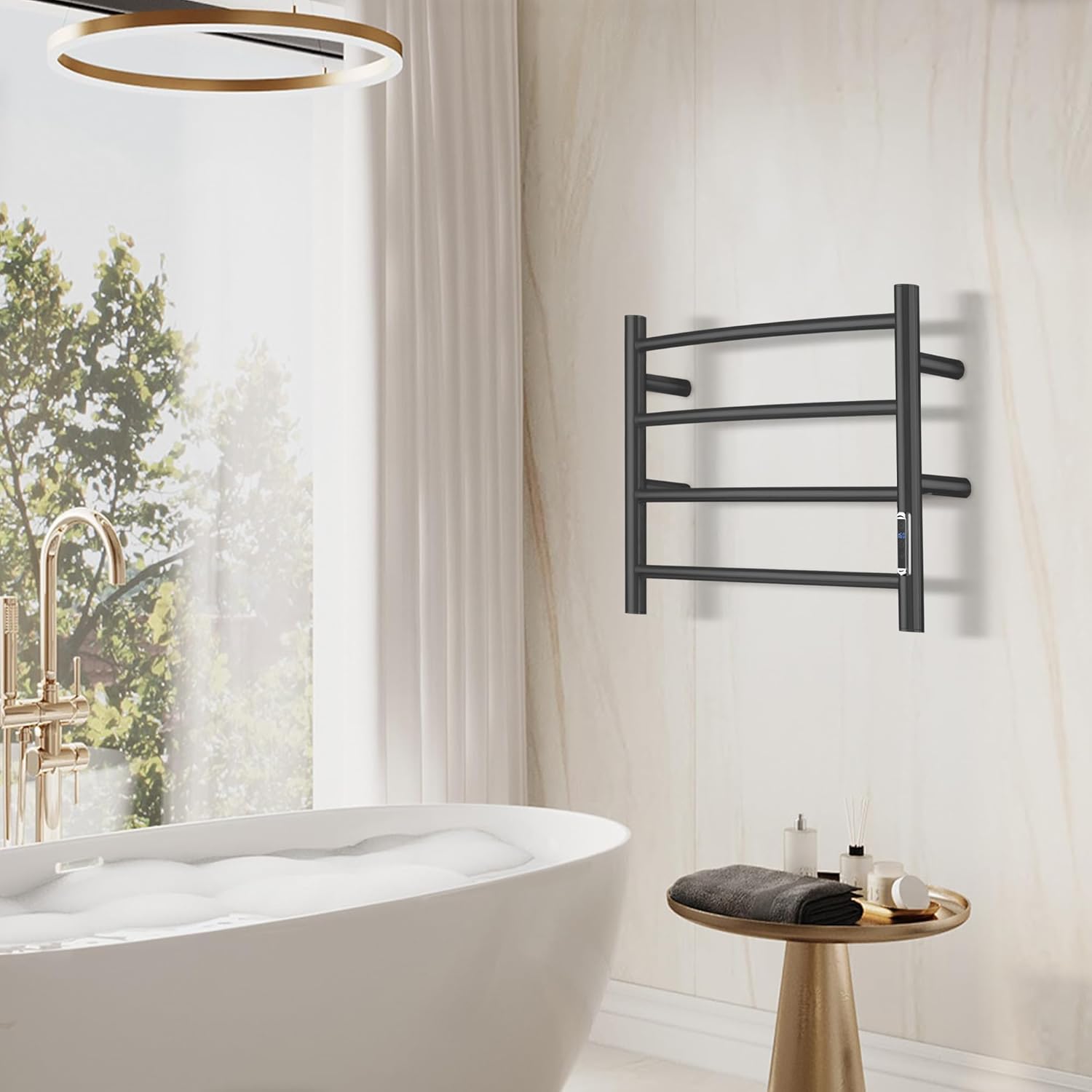 Electric Towel Warmer with Built-in Timer - Wall Mounted Bathroom Heated Towel Rack