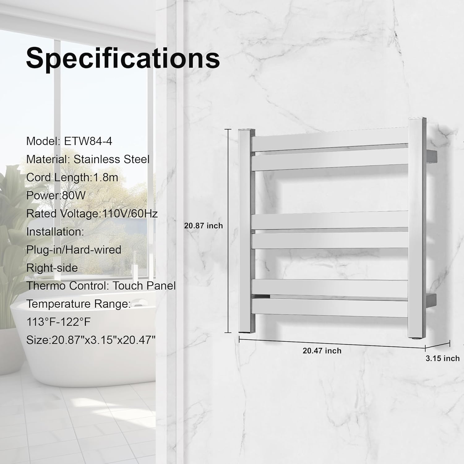 Electric Towel Warmer,Drying Towel Rack Heated Towel Rack,Wall Mounted Towel Warmer Rack,6 Bars