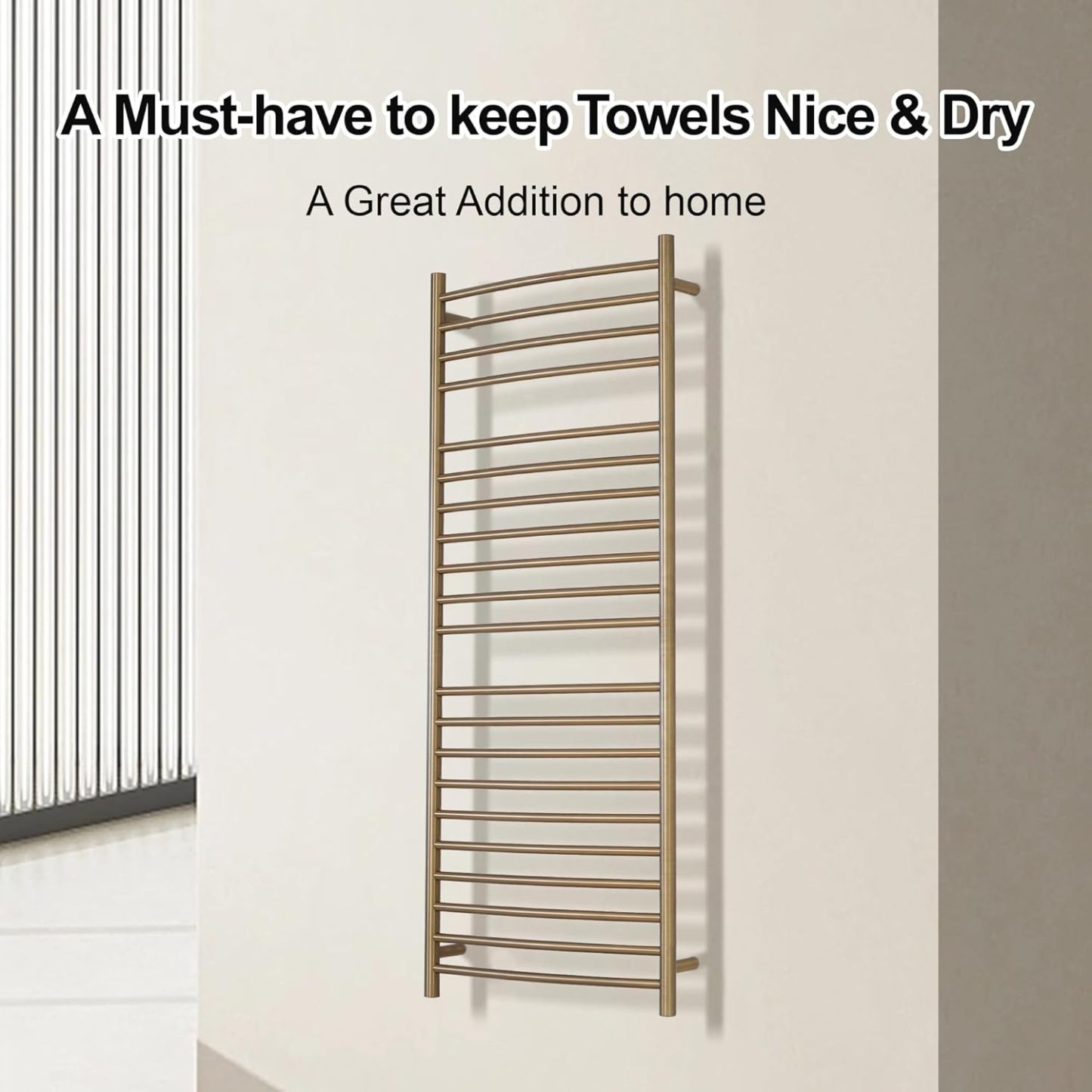 Electric Towel Warmer - Wall Mounted Bathroom Heated Towel Rack 21 Bar