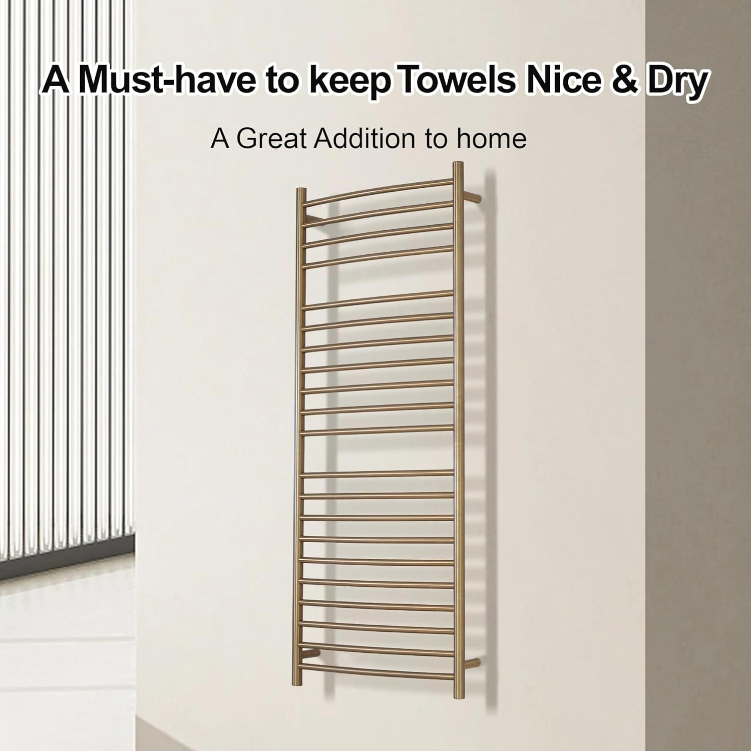 Electric Towel Warmer - Wall Mounted Bathroom Heated Towel Rack 21 Bar