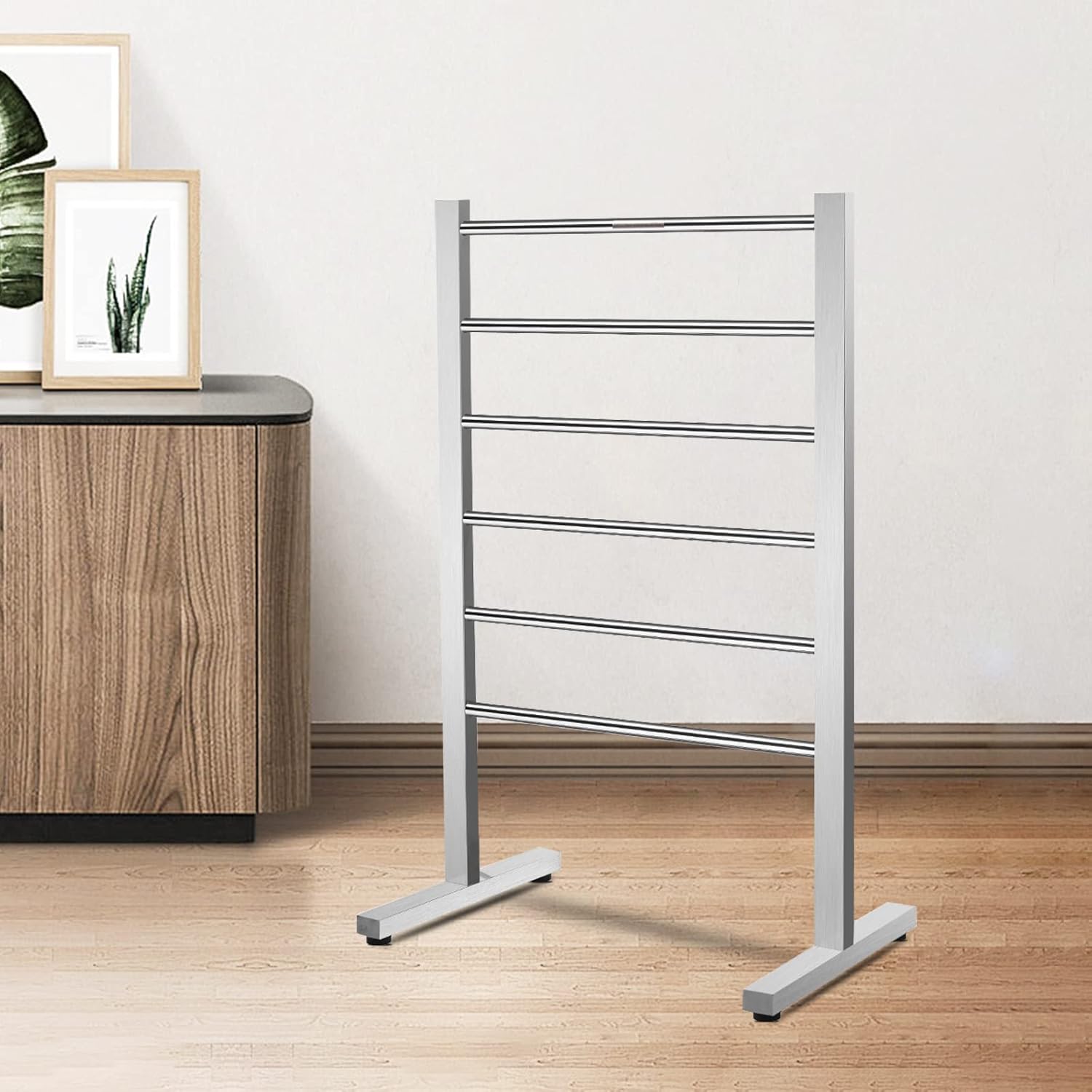 Freestanding Drying Rack for Home Bathroom Stainless Steel Polish Chrome, 6 Bars