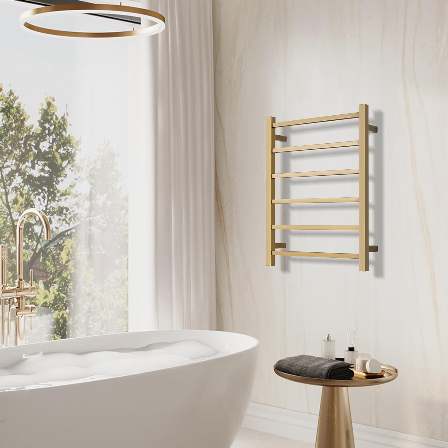 Wall Mounted Bathroom Heated Towel Rack, Plug-in Design & Brushed Stainless Steel Finish