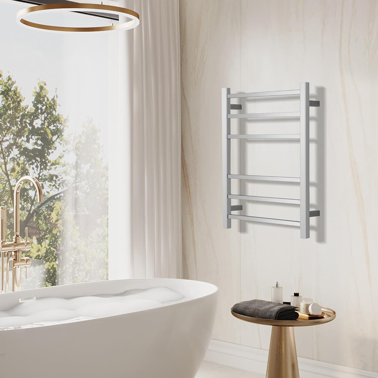 Electric Towel Warmer,Drying Towel Rack Heated Towel Rack,Wall Mounted Towel Warmer Rack,6 Bars