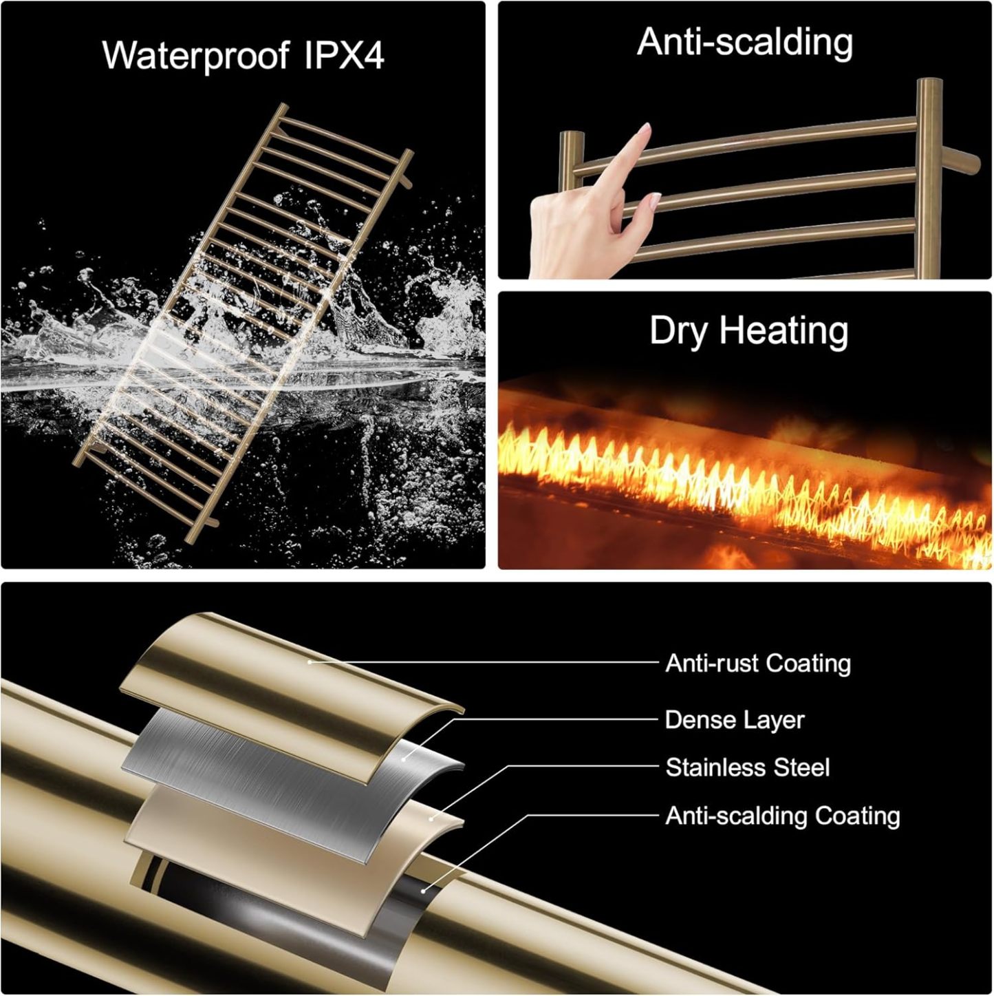 Electric Towel Warmer - Wall Mounted Bathroom Heated Towel Rack 21 Bar