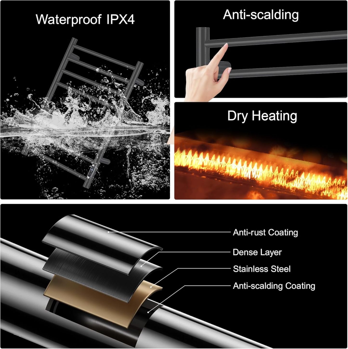 Electric Towel Warmer with Built-in Timer - Wall Mounted Bathroom Heated Towel Rack