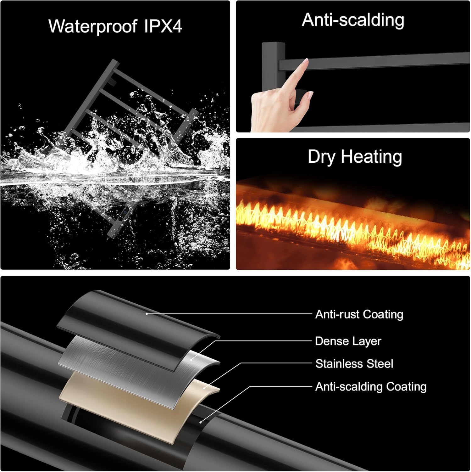 Towel Warmer with Built-in Timer for Bathroom Wall Mounted Bath Towel Heater Plug-in Electric Heated Towel Rack