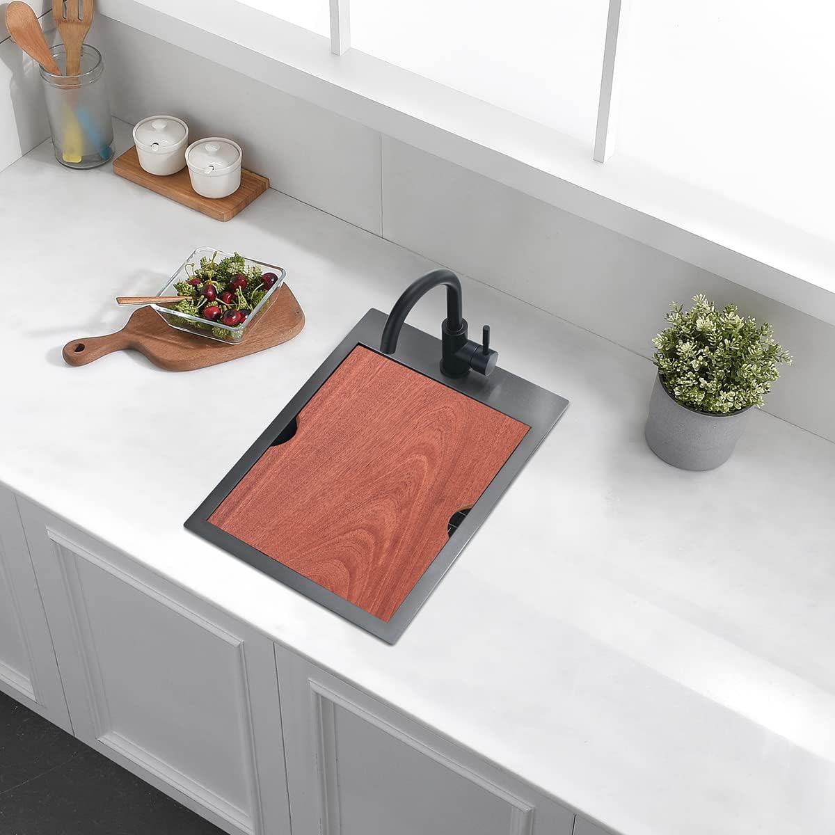 15 Drop In Black Kitchen Bar Sink, 15x20x10 Inches 16 Gauge Gunmetal Black Stainless Steel Drop In Workstation Topmount Small Kitchen Sink