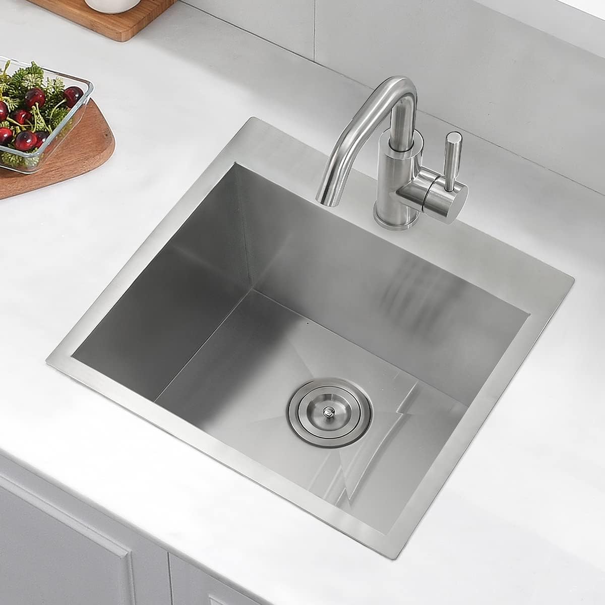 21 Stainless Steel Drop In Kitchen Bar Sink, 10” 18 Gauge Stainless Steel Kitchen Outdoor Sink
