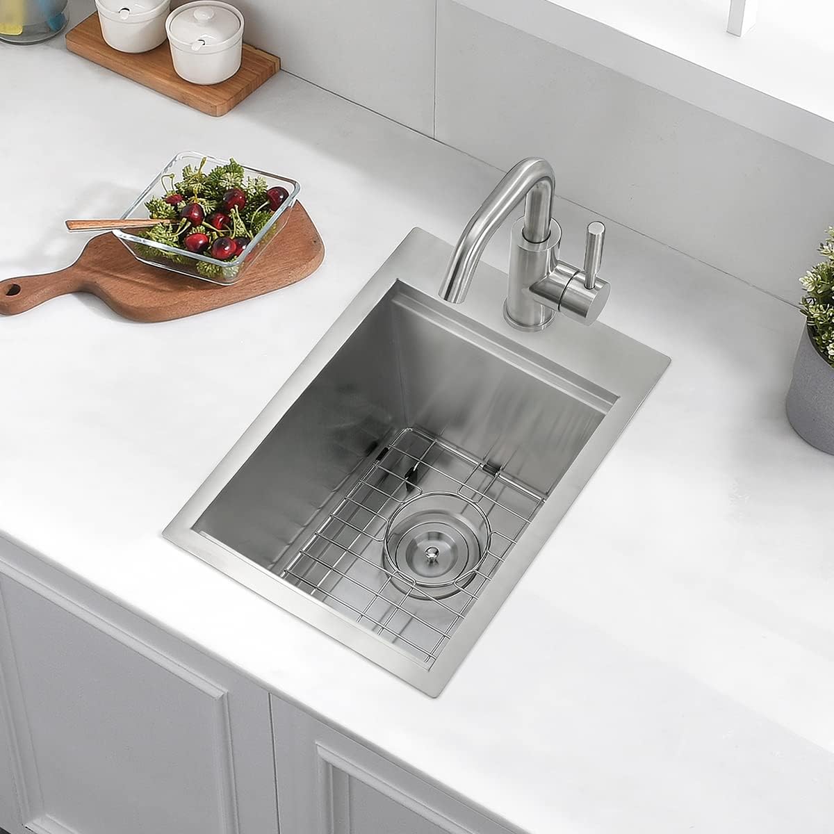 15 Drop In Stainless Steel Kitchen Bar Sink, 15” x 20” x 10” 18 Gauge Stainless Steel Outdoor Small Kitchen Sink