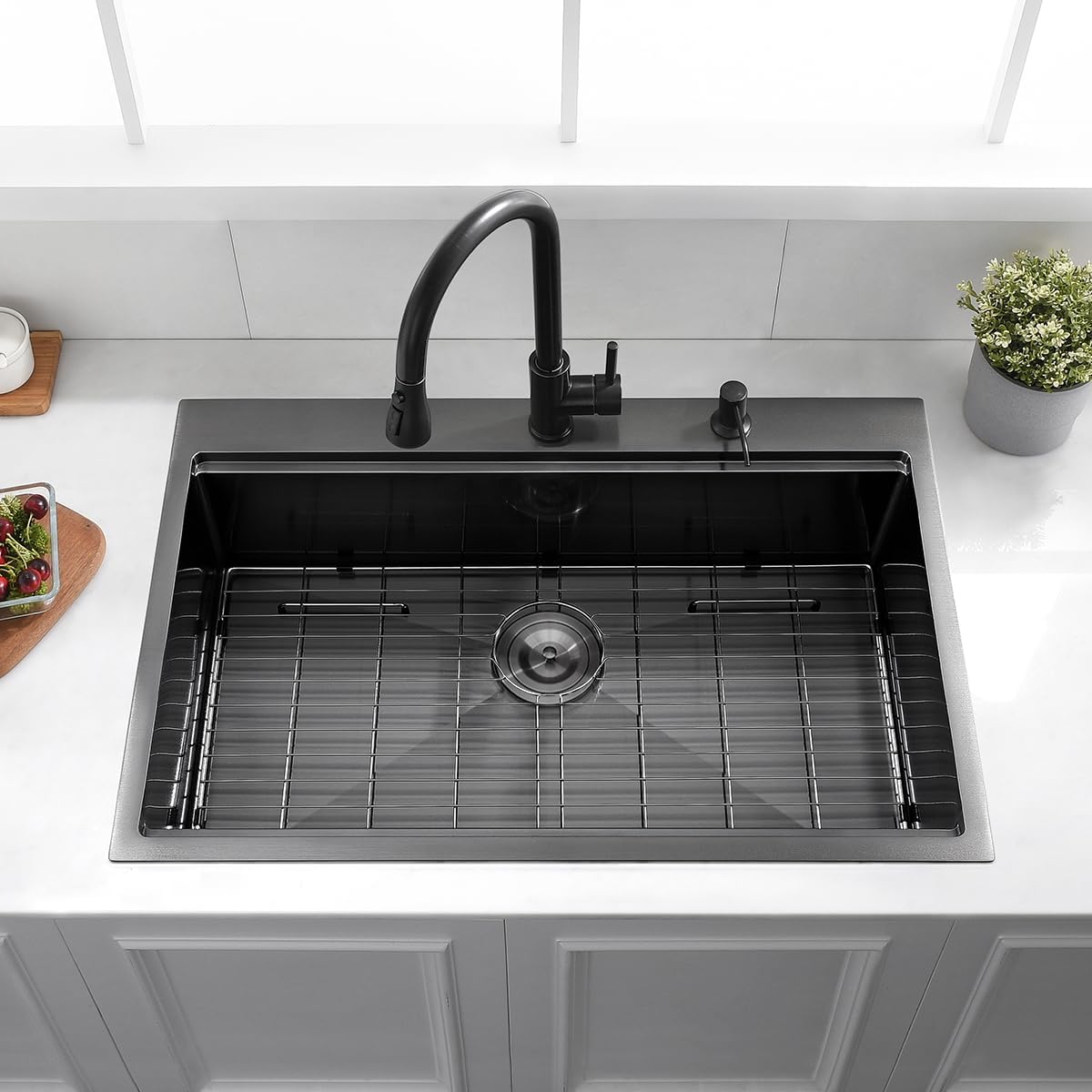 15 Drop In Black Kitchen Bar Sink, 15x20x10 Inches 16 Gauge Gunmetal Black Stainless Steel Drop In Workstation Topmount Small Kitchen Sink