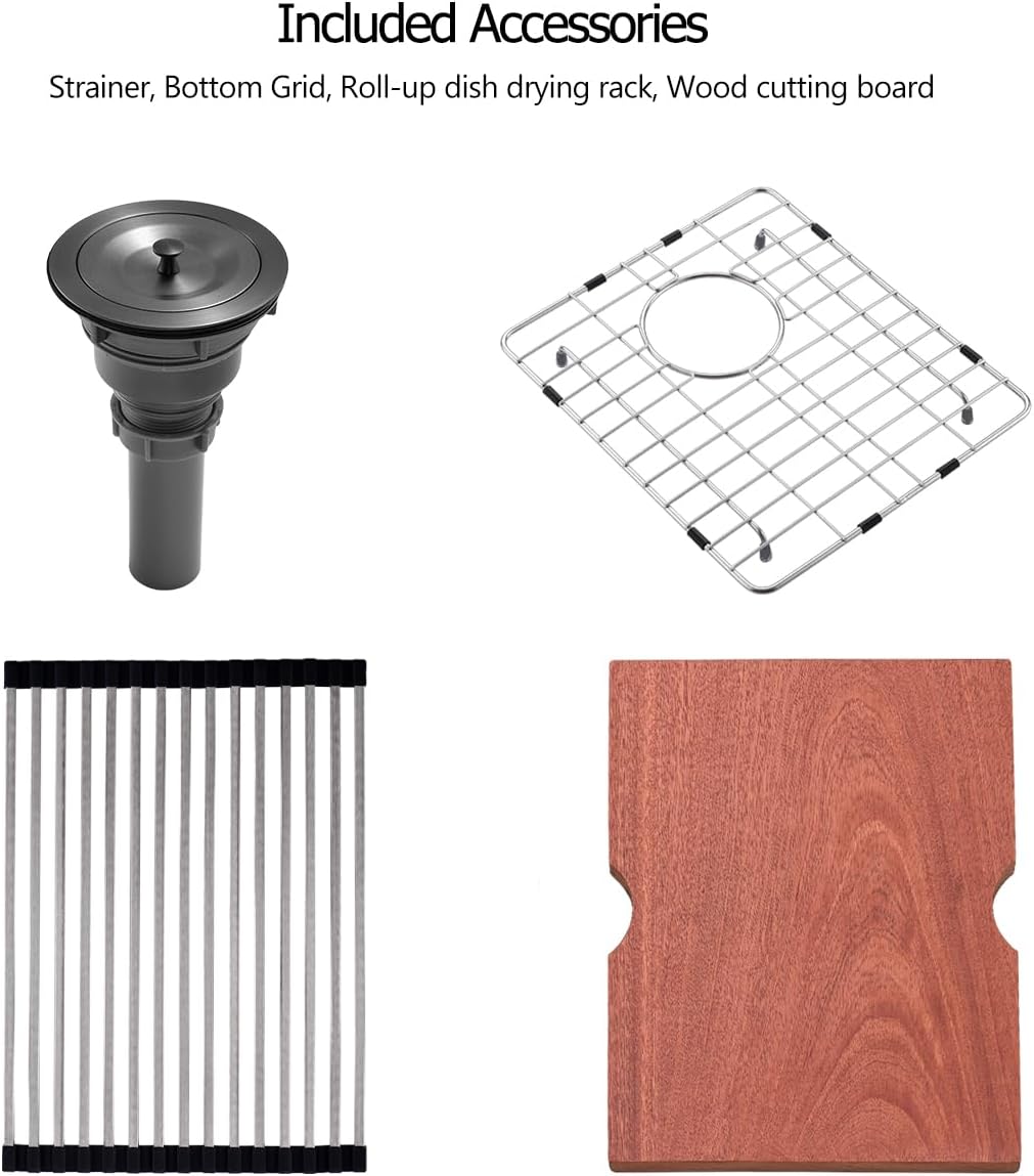 15 Drop In Black Kitchen Bar Sink, 15x20x10 Inches 16 Gauge Gunmetal Black Stainless Steel Drop In Workstation Topmount Small Kitchen Sink