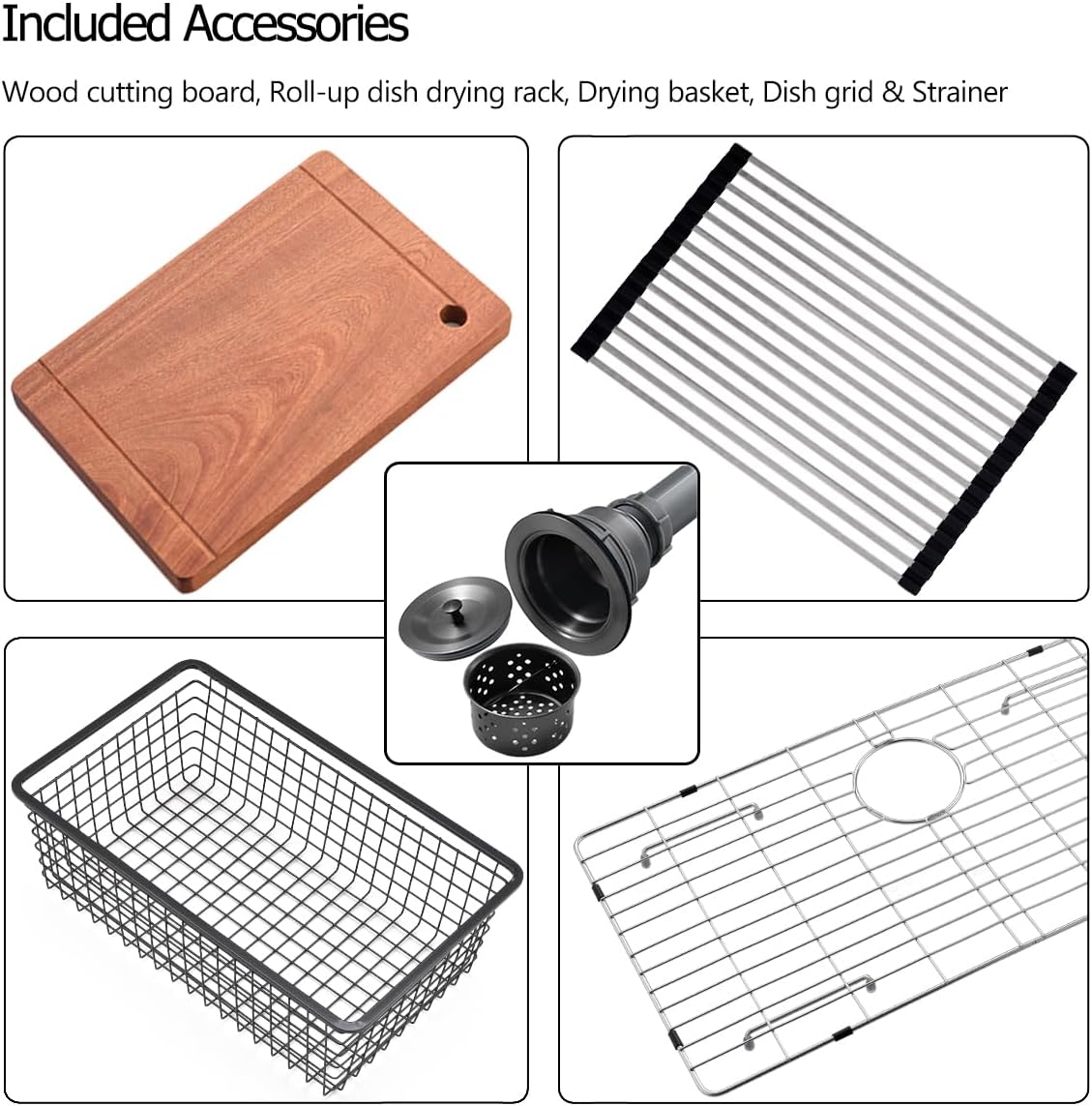 32 Black Undermount Workstation Kitchen Sink, 32x19 Inches 16 Gauge Gunmetal Black Stainless Steel Undermount Workstation Kitchen Sink