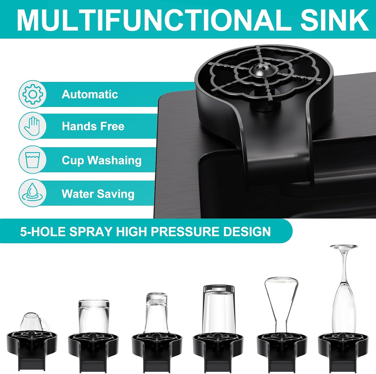 29.5 x 17.7 inch Kitchen Sink, Single Bowl Stainless Steel Sink Multifunctional Drop In Sink with Pull-Down Faucet and Multiple Accessories