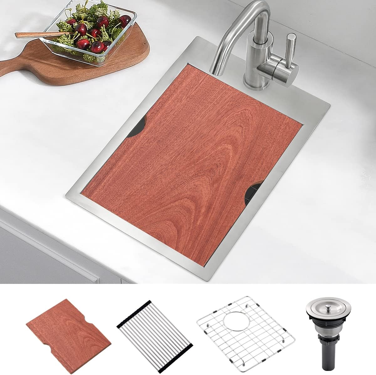 15 Drop In Stainless Steel Kitchen Bar Sink, 15” x 20” x 10” 18 Gauge Stainless Steel Outdoor Small Kitchen Sink