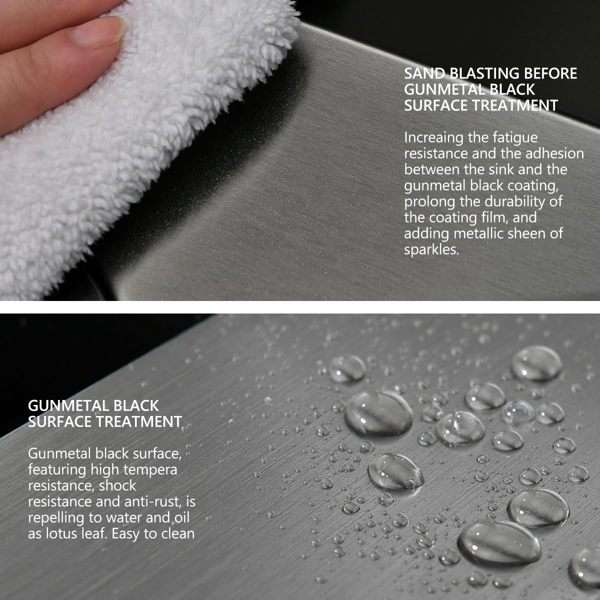 33 Inch Gunmetal Black Undermount Double Bowl Kitchen Farmhouse Sink, 16 Gauge Deep Gunmetal Black Stainless Steel 33x20 Undermount Double Bowl Kitchen Sink with Apron Front