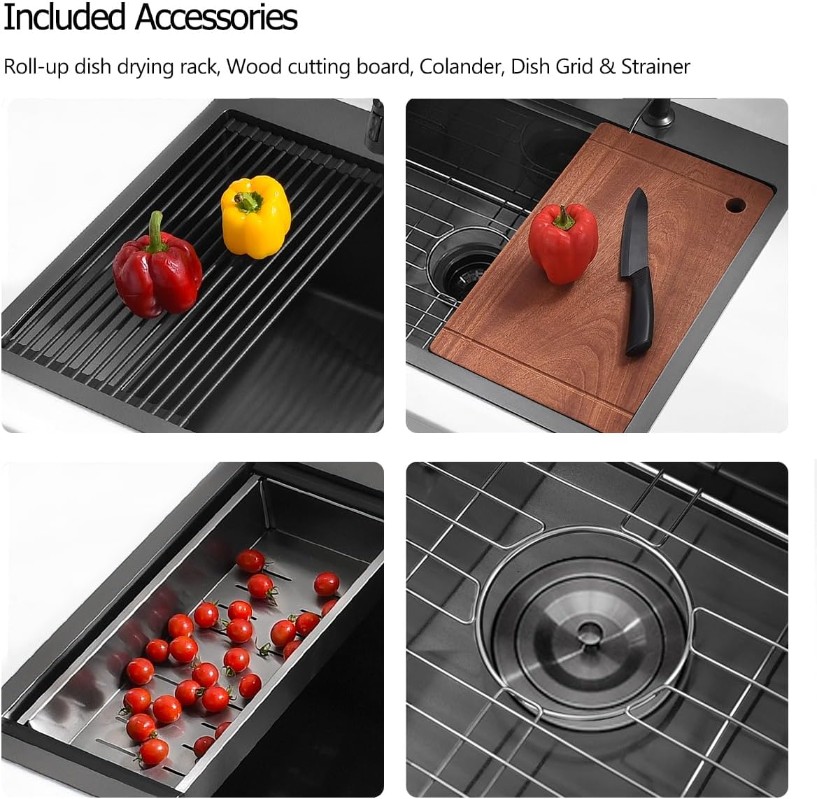 15 Drop In Black Kitchen Bar Sink, 15x20x10 Inches 16 Gauge Gunmetal Black Stainless Steel Drop In Workstation Topmount Small Kitchen Sink