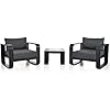 Aluminum Patio Furniture Set, 3 Pieces Modern Patio Conversation Sets Gray and Black