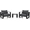 Aluminum Patio Furniture Set, 3 Pieces Modern Patio Conversation Sets Gray and Black