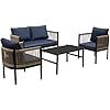 Outdoor Sofa Sets Combination with A Table, Blue